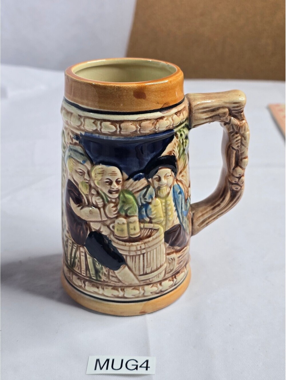 Vintage German Style Ceramic Beer Stein 5.5" Made in Japan 7705 Relief Tavern